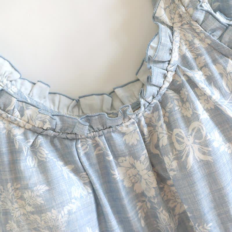 Pyjama camisole en coton rembourré avec nœud rose - image 9