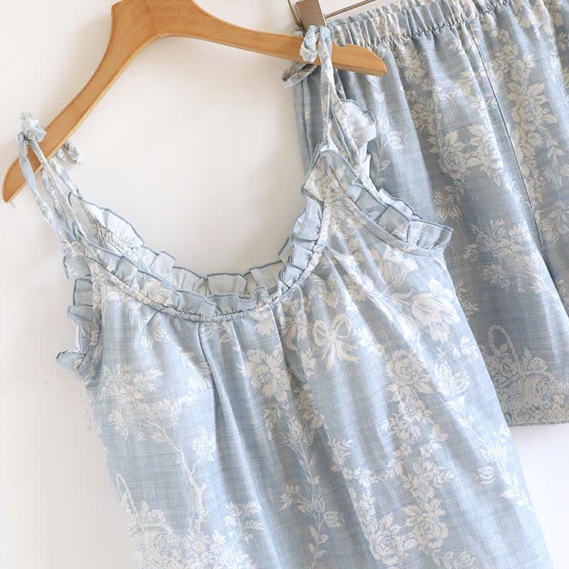 Pyjama camisole en coton rembourré avec nœud rose - image 7
