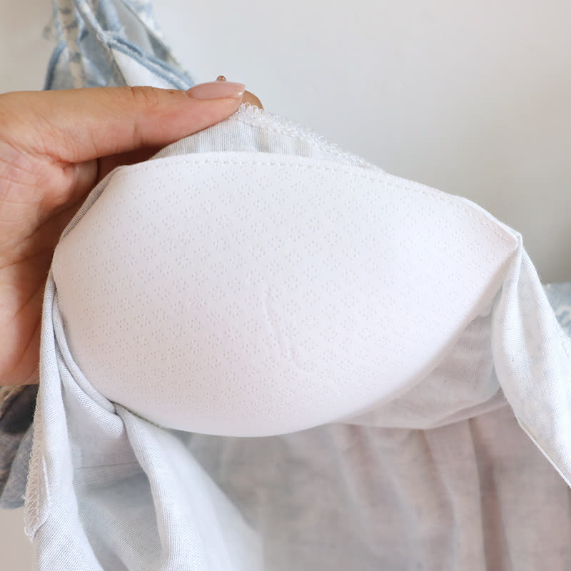 Pyjama camisole en coton rembourré avec nœud rose - image 11