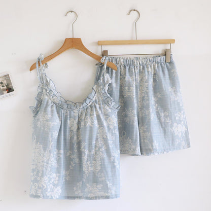Pyjama camisole en coton rembourré avec nœud rose - image 4