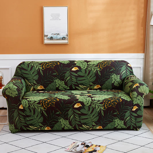 Housse de canapé extensible à motif de feuilles - image 1