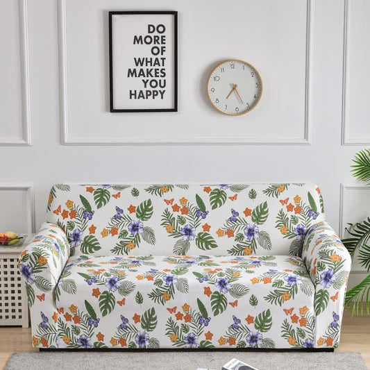 Housse de canapé extensible avec motif papillon et floral - 4 places 235cm x 300cm - image 1