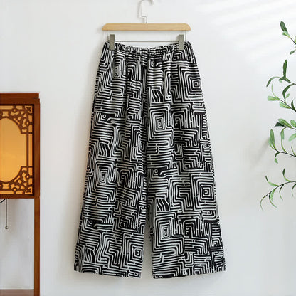 Pantalon de détente en jacquard à imprimé clé grecque - Noir - XL - image 3