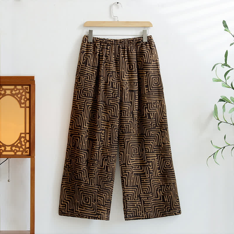 Pantalon de détente en jacquard à imprimé clé grecque - Café - XL - image 2