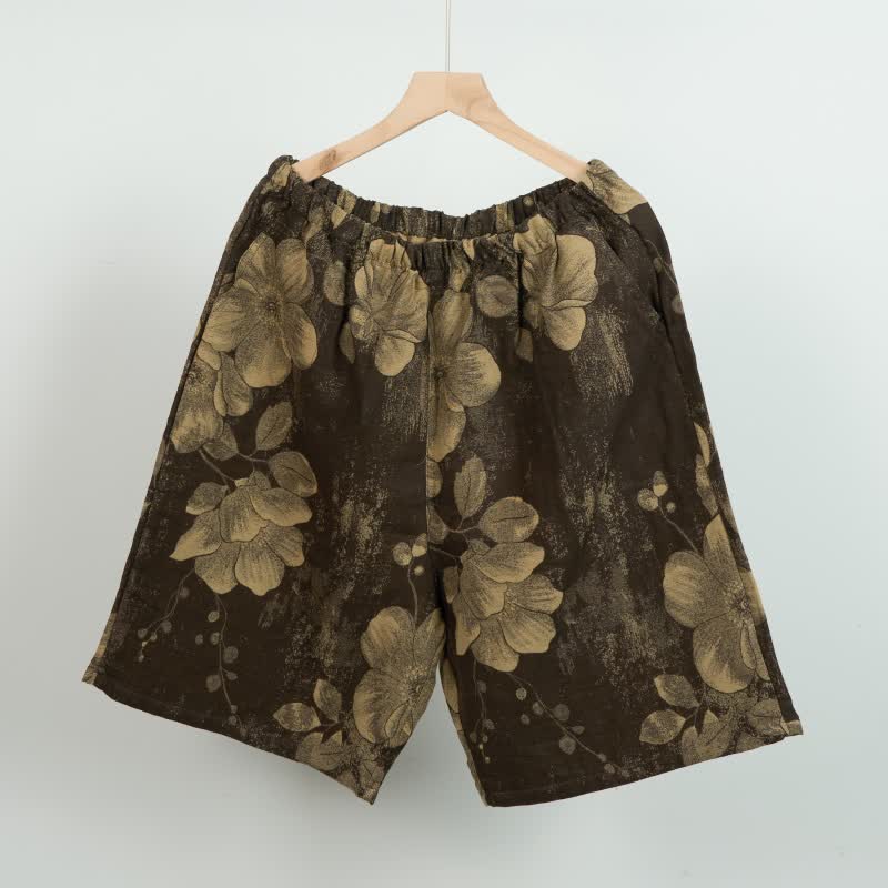 Short de pyjama en coton jacquard hibiscus - Noir - XL - image 7