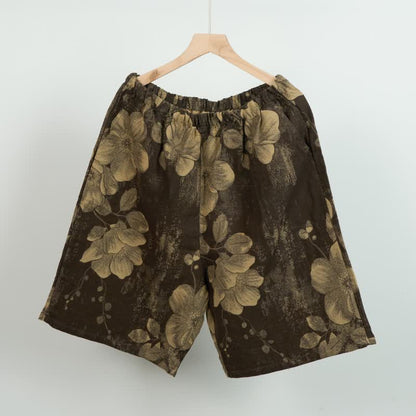 Short de pyjama en coton jacquard hibiscus - Noir - XL - image 7