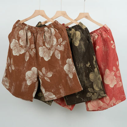 Short de pyjama en coton jacquard hibiscus - image 1