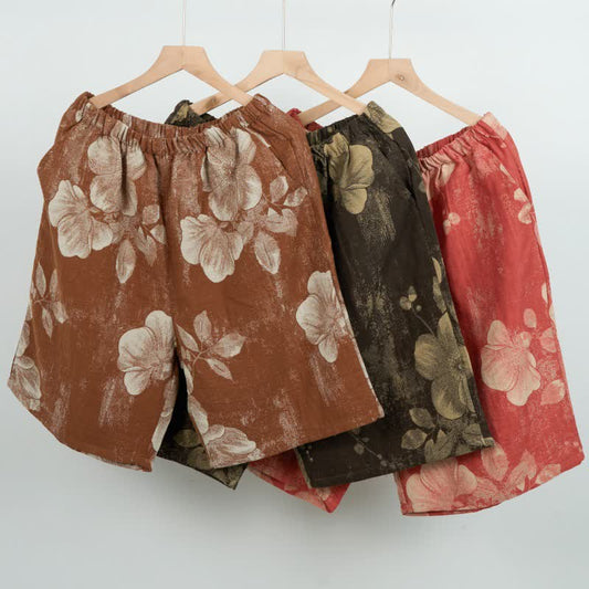 Short de pyjama en coton jacquard hibiscus - image 1