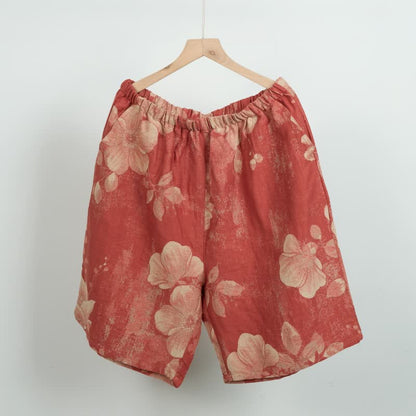 Short de pyjama en coton jacquard hibiscus - Orange - XL - image 2