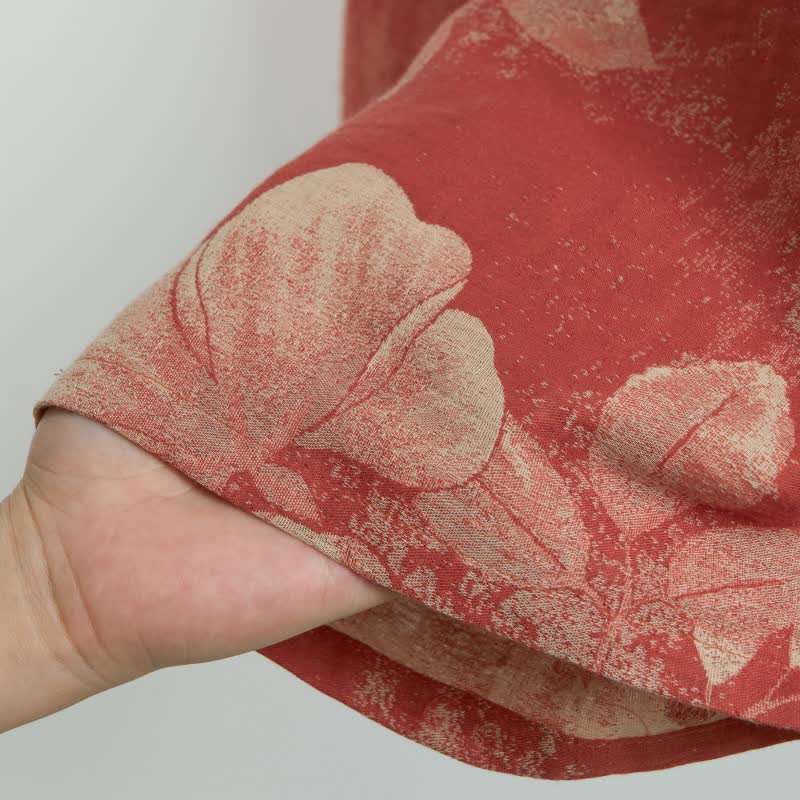 Short de pyjama en coton jacquard à motif hibiscus - image 1