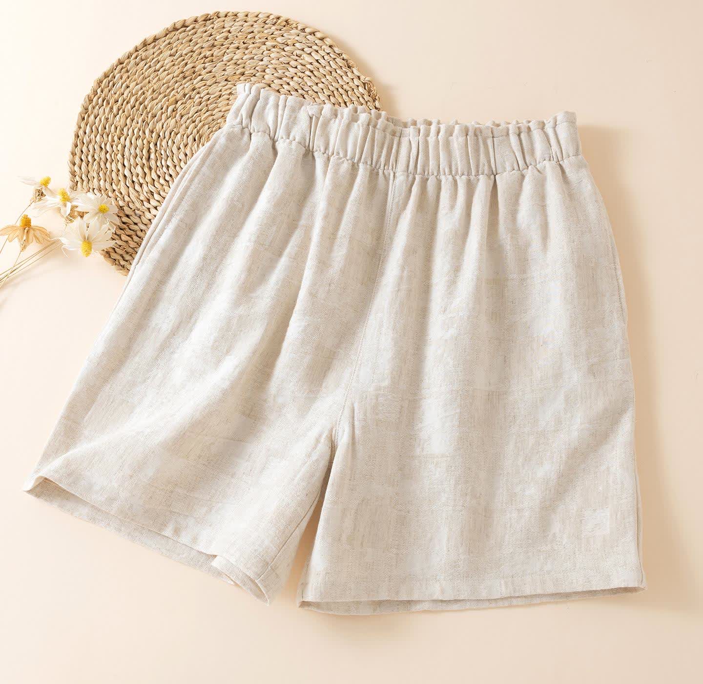 Short de pyjama assorti en coton et lin pour couple - Femmes - XL - image 2