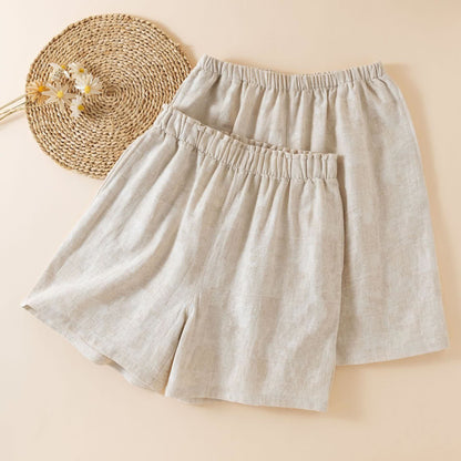 Short de pyjama assorti en coton et lin pour couple - image 1