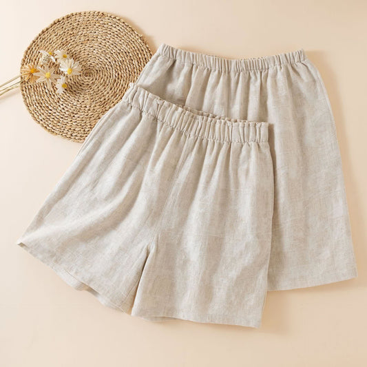 Short de pyjama assorti en coton et lin pour couple - image 1