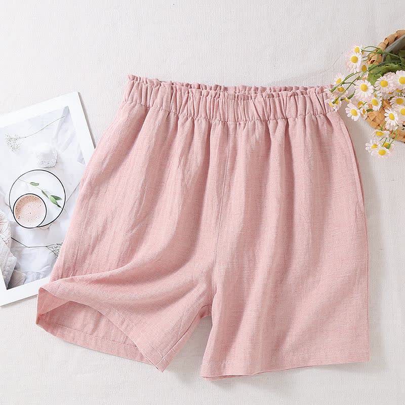 Short de pyjama en coton et lin naturel - Rose - XL - image 11
