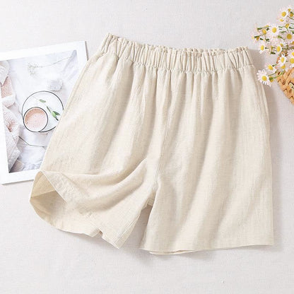 Short de pyjama en coton et lin naturel - Blanc - XL - image 4