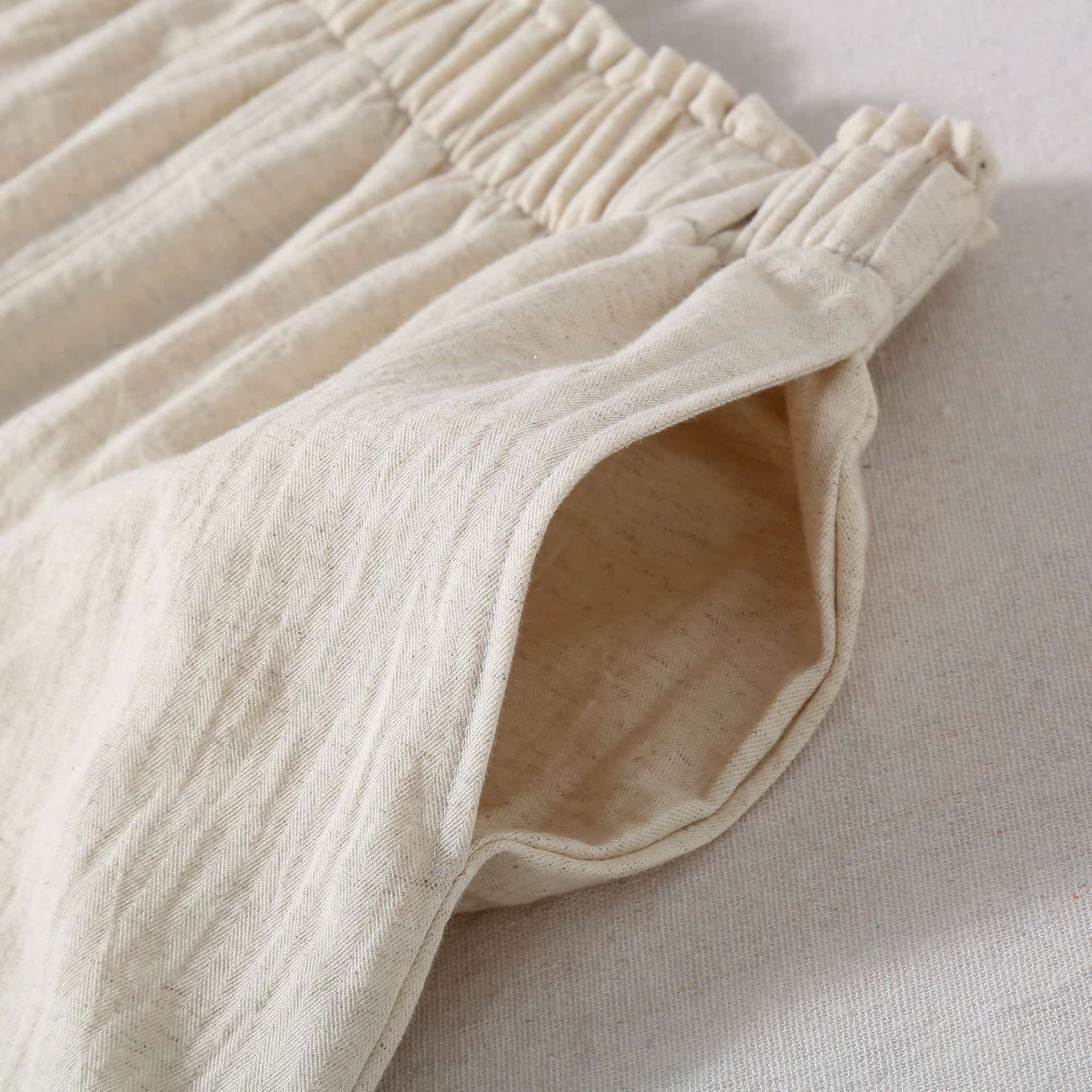 Short de pyjama en coton et lin naturel - image 6