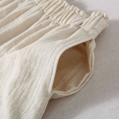 Short de pyjama en coton et lin naturel - image 6