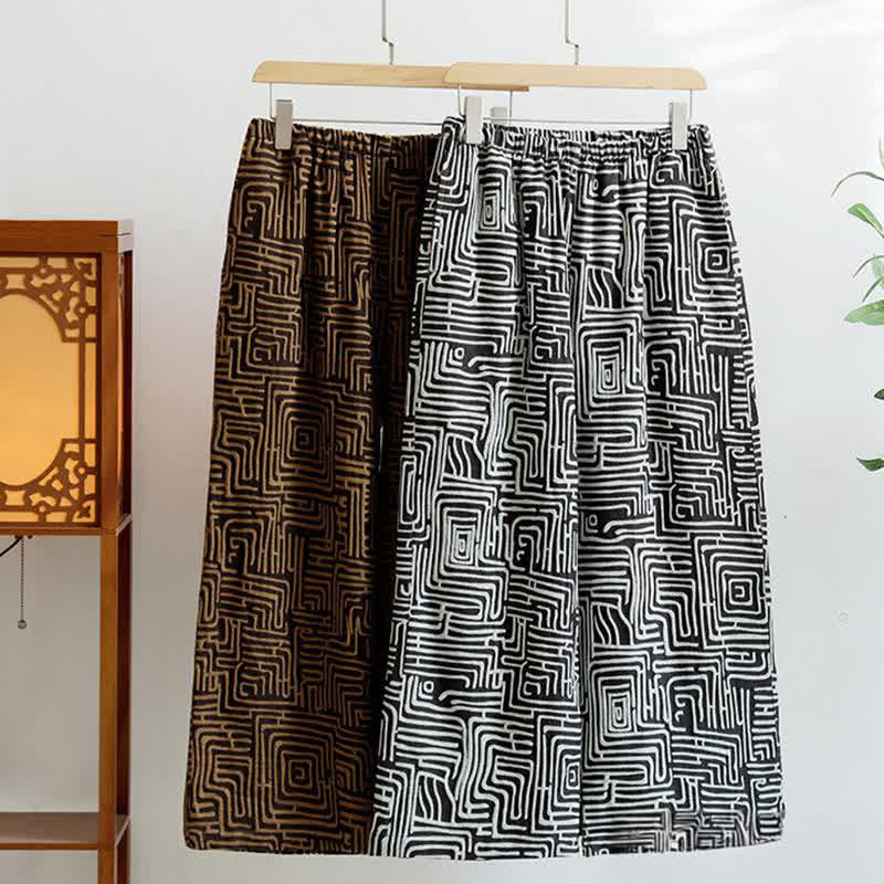 Pantalon de détente en jacquard à imprimé clé grecque - image 1