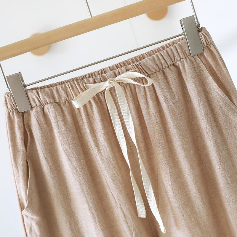 Pantalon de détente assorti en coton et lin pour couple - image 7