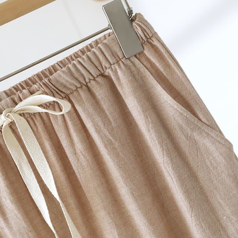Pantalon de détente assorti en coton et lin pour couple - image 8