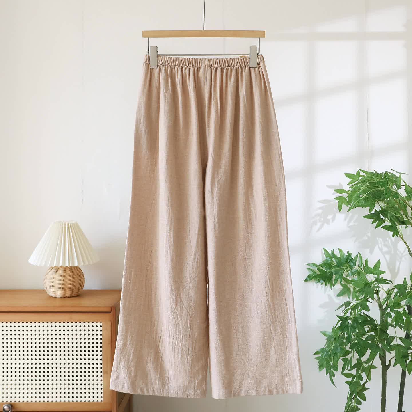 Pantalon de détente assorti en coton et lin pour couple - image 5