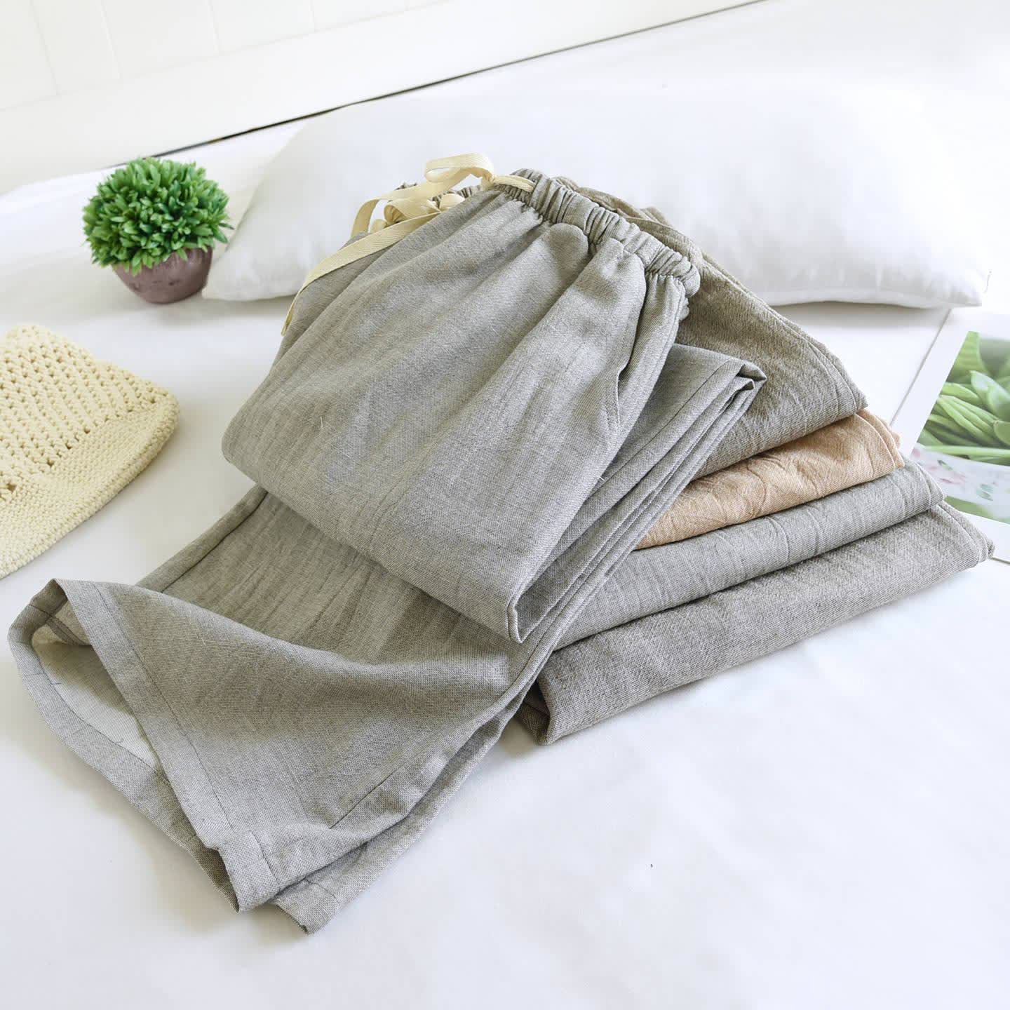 Pantalon de détente assorti en coton et lin pour couple - image 3