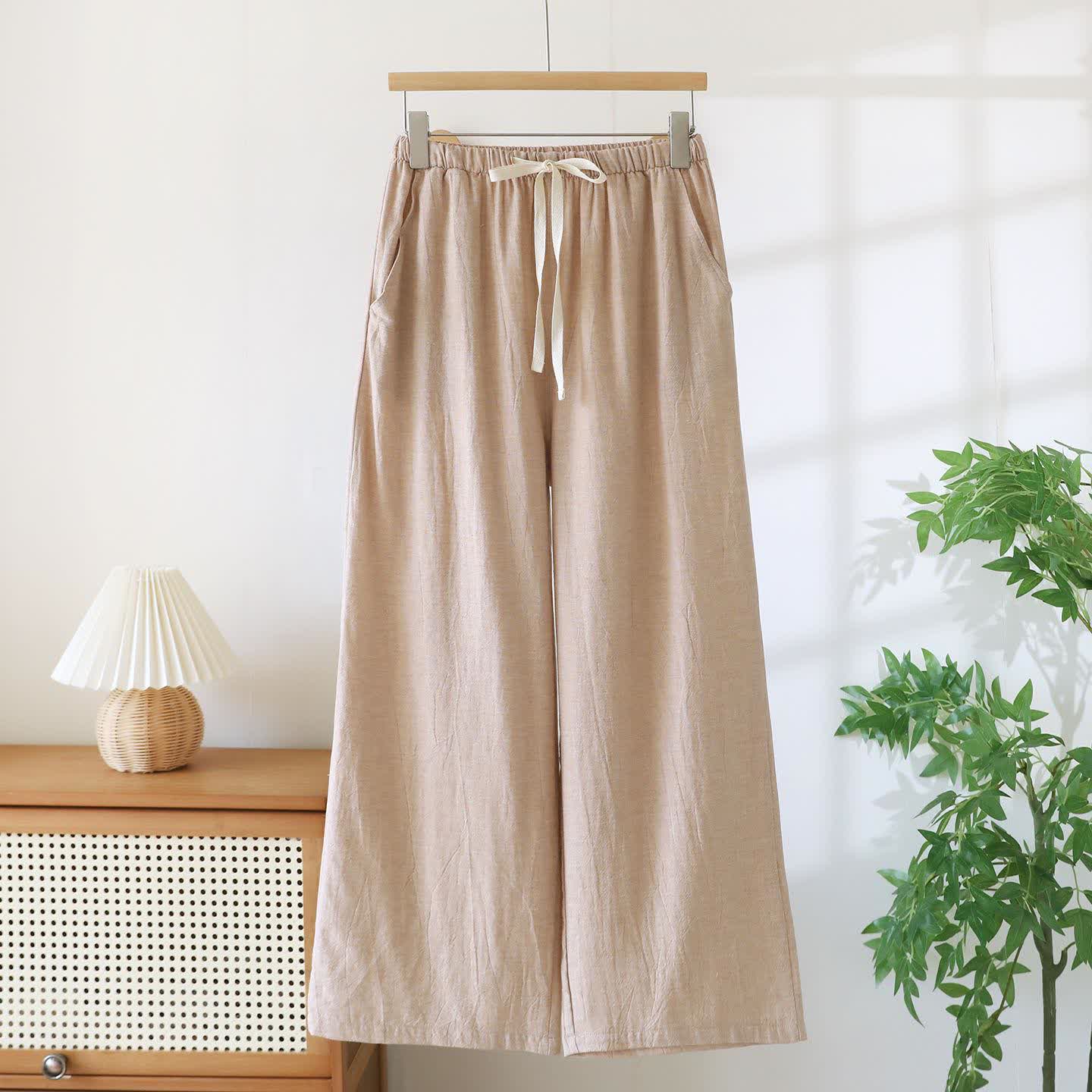 Pantalon de détente assorti en coton et lin pour couple - Vin pétillant - Femmes - XXL - image 4