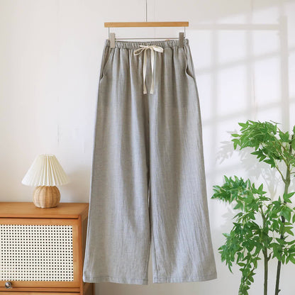 Pantalon de détente assorti en coton et lin pour couple - Gris - Femmes - XXL - image 13