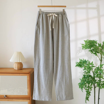 Pantalon de détente assorti en coton et lin pour couple - Gris - Hommes - XXL - image 14