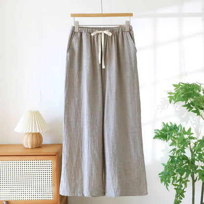 Pantalon de détente assorti en coton et lin pour couple - Café léger - Femmes - XXL - image 15