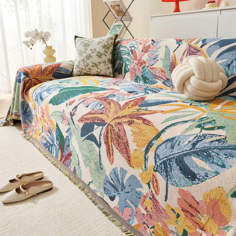 Couverture de canapé à motif floral tropical - 180cm x 340cm - image 1