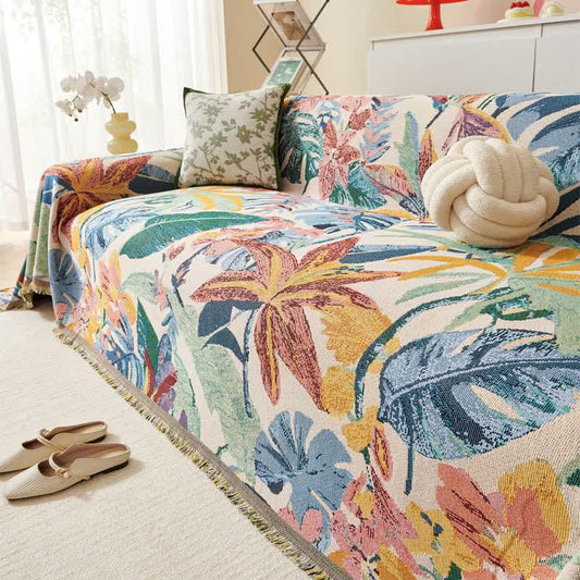 Couverture de canapé à motif floral tropical - 180cm x 340cm - image 1