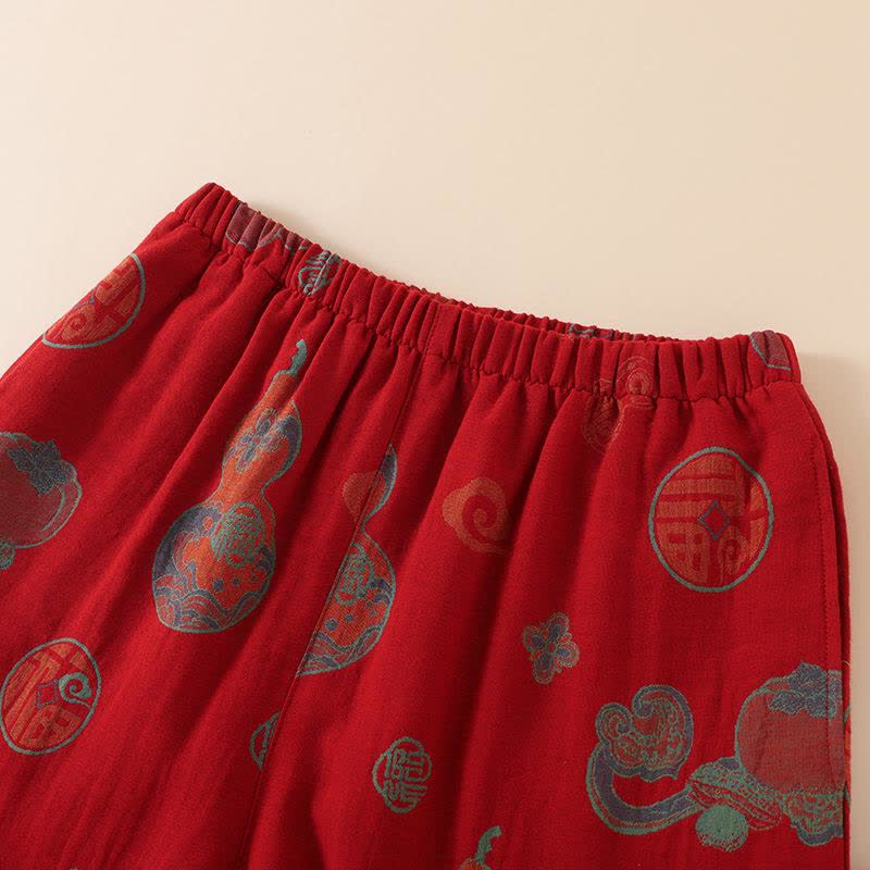 Vêtements de nuit en coton de style oriental avec motif citrouille et kaki - image 8