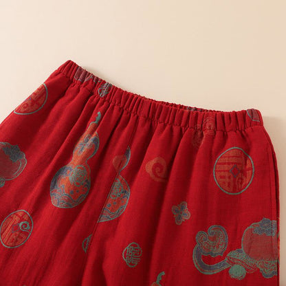 Vêtements de nuit en coton de style oriental avec motif citrouille et kaki - image 8