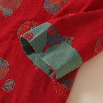 Vêtements de nuit en coton de style oriental avec motif citrouille et kaki - image 5