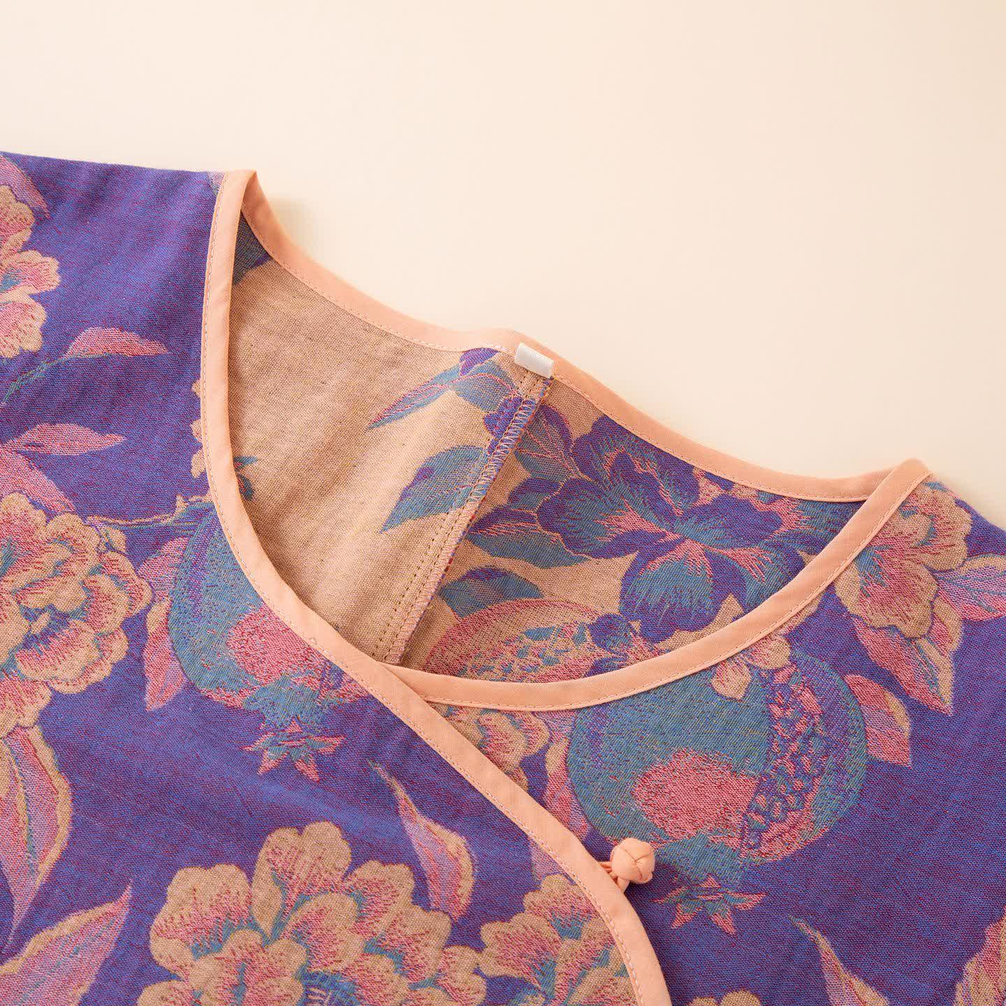 Vêtements de nuit en coton de style oriental avec pivoine et grenade - image 3