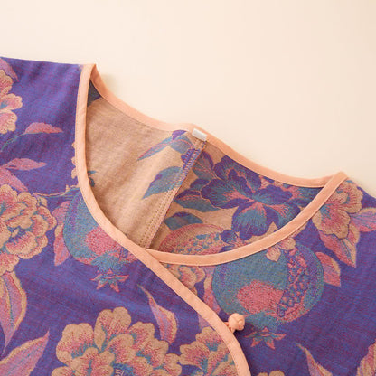 Vêtements de nuit en coton de style oriental avec pivoine et grenade - image 3