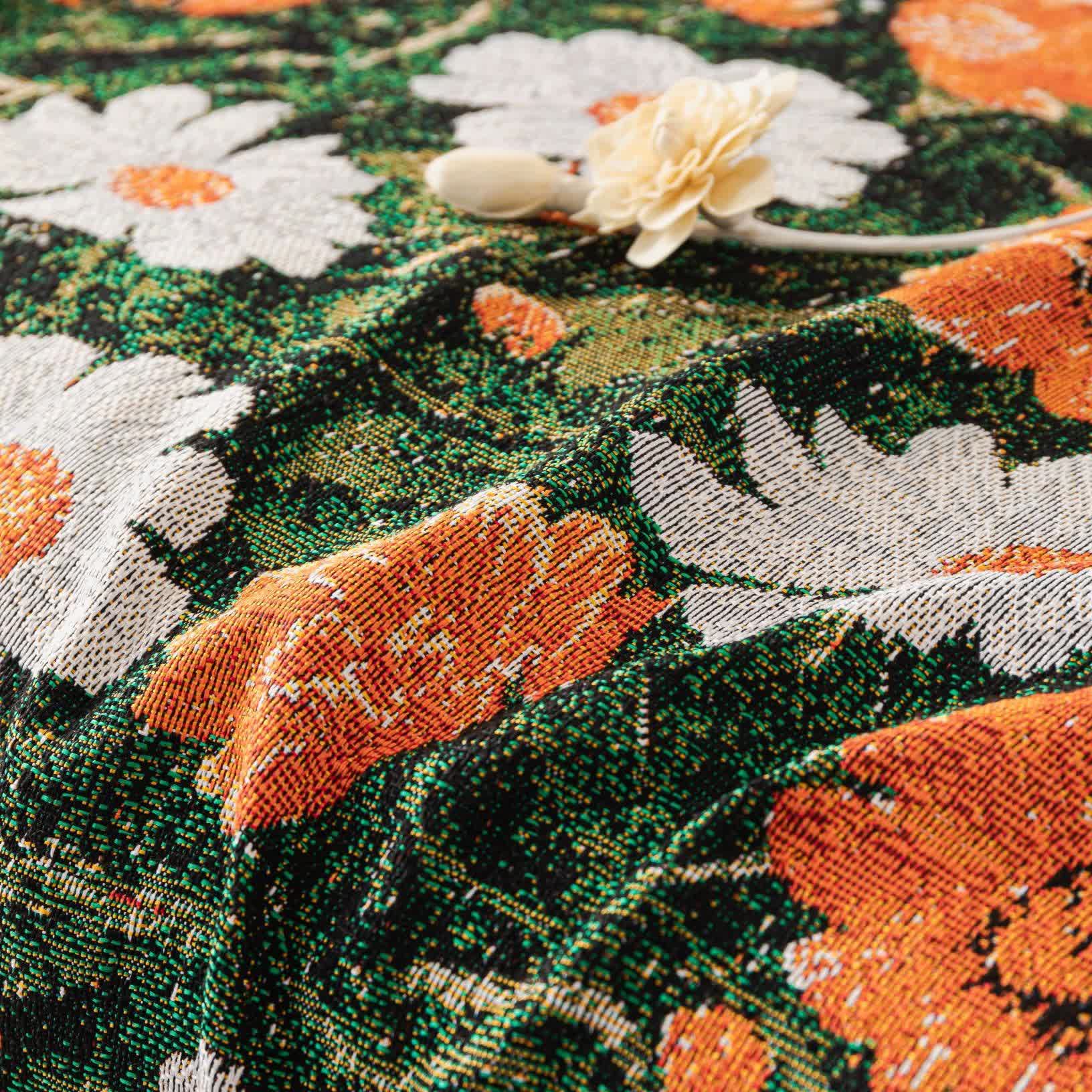 Jeté de canapé en chenille avec motif jacquard marguerite - image 4
