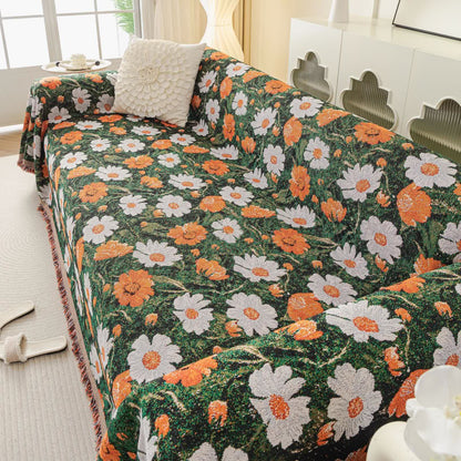 Jeté de canapé en chenille avec motif jacquard marguerite - image 3