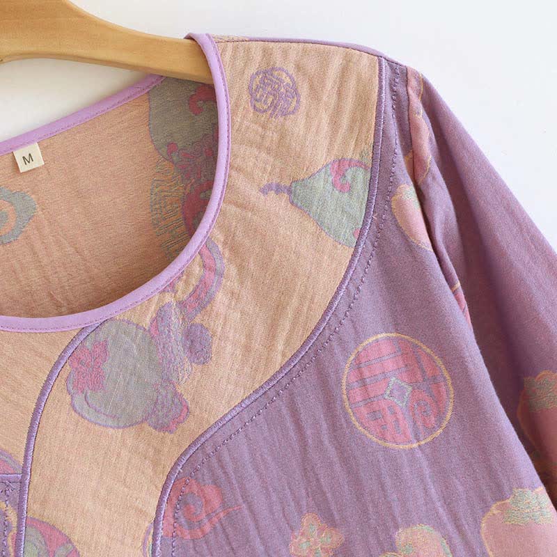 Chemise de nuit ample en gaze de pur coton à motif citrouille - image 8