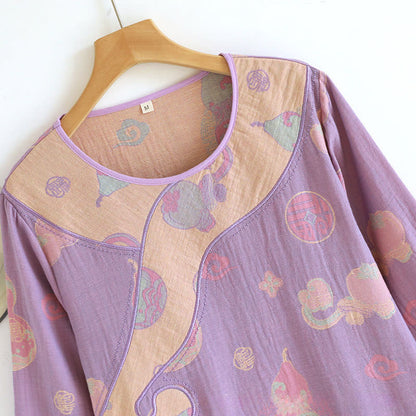Chemise de nuit ample en gaze de pur coton à motif citrouille - image 6