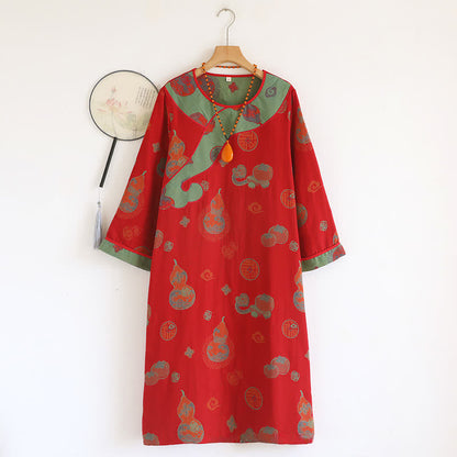 Chemise de nuit ample en gaze de pur coton - Rouge - XL - image 11