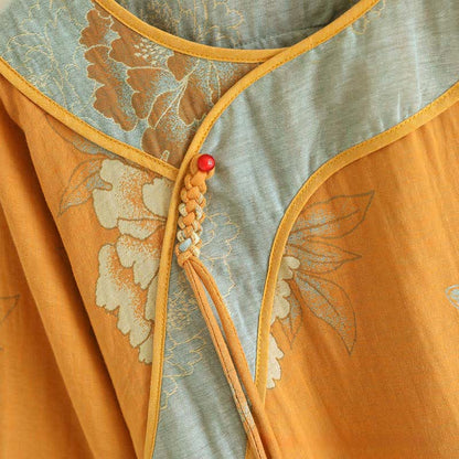 Pyjama en gaze de coton à motif pivoine et papillon (jacquard) - image 4