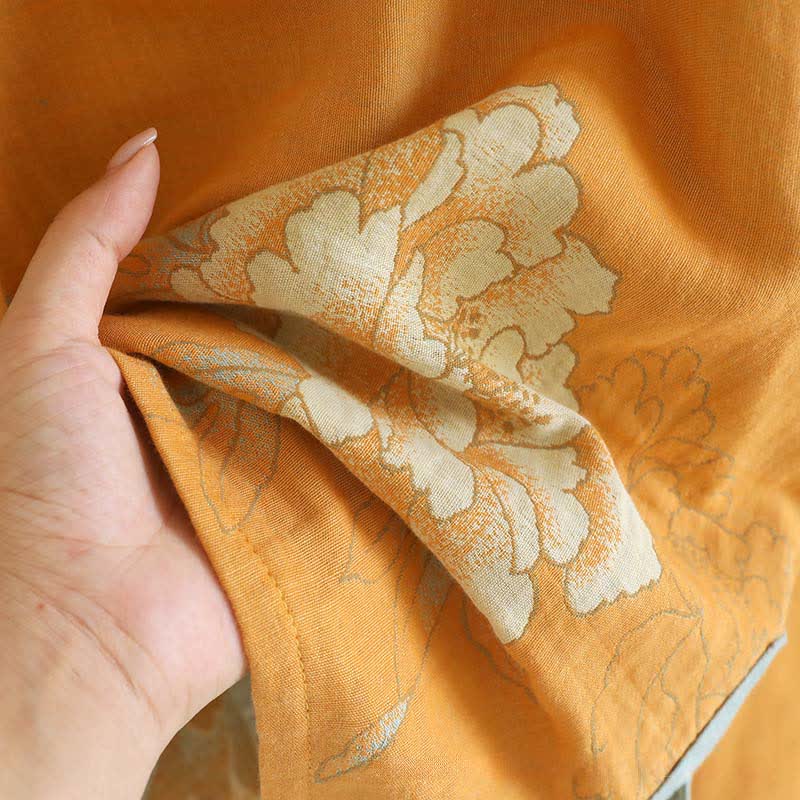 Pyjama en gaze de coton à motif pivoine et papillon (jacquard) - image 7