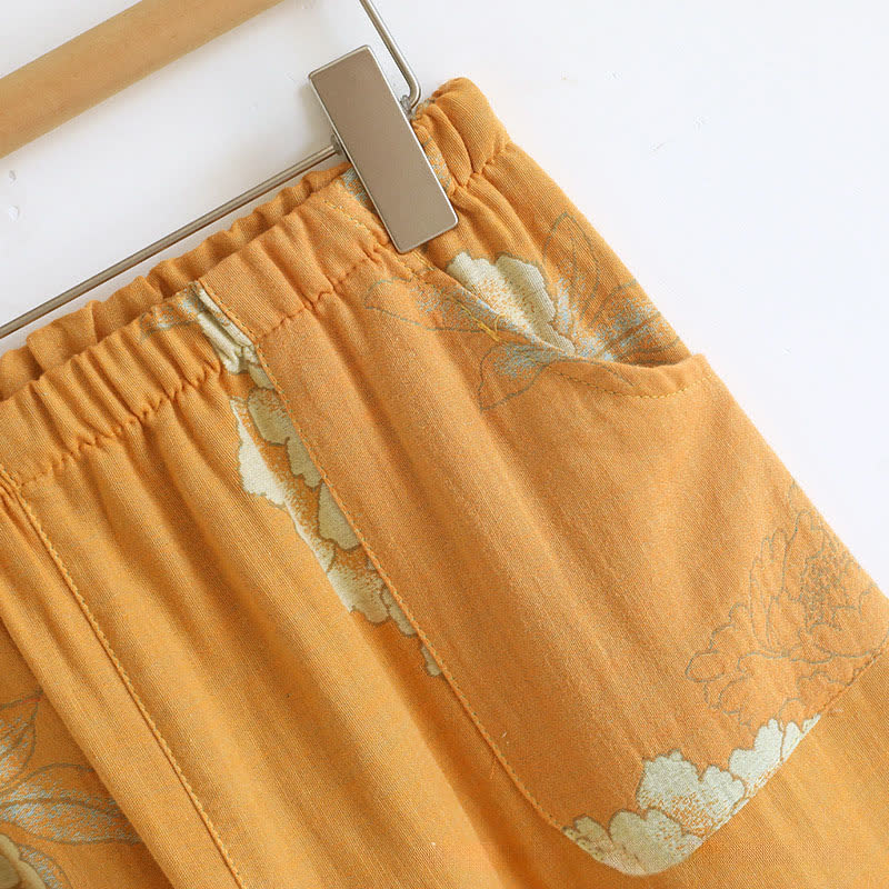 Pyjama en gaze de coton à motif pivoine et papillon (jacquard) - image 11