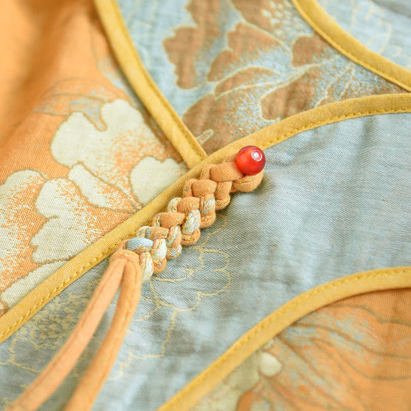 Pyjama en gaze de coton à motif pivoine et papillon (jacquard) - image 5