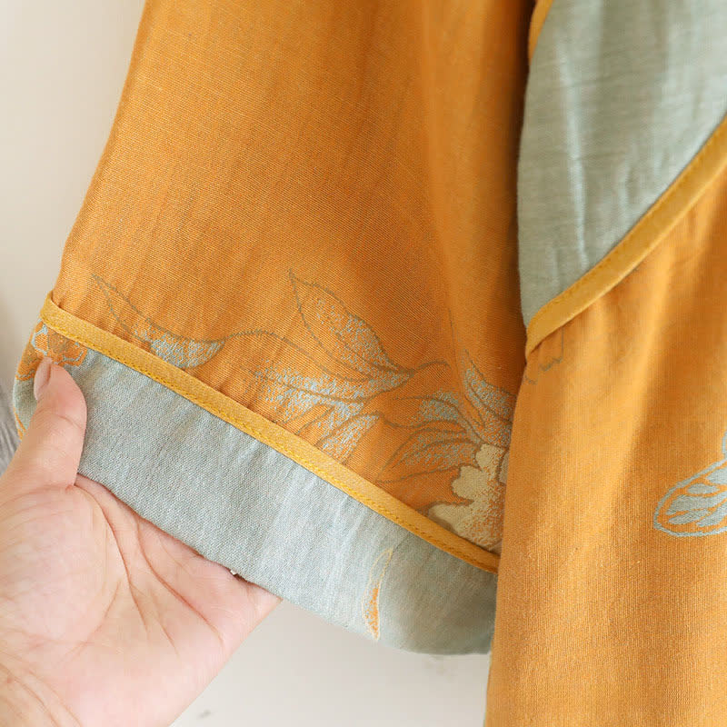 Pyjama en gaze de coton à motif pivoine et papillon (jacquard) - image 6