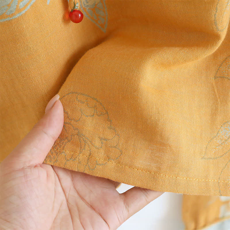 Pyjama en gaze de coton à motif pivoine et papillon (jacquard) - image 12