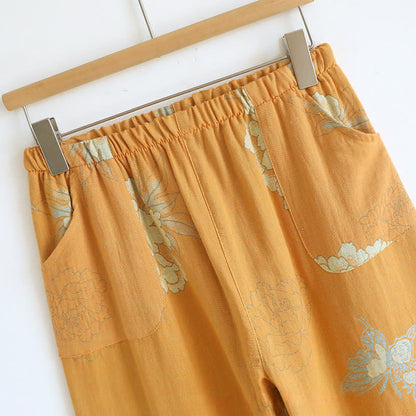 Pyjama en gaze de coton à motif pivoine et papillon (jacquard) - image 10