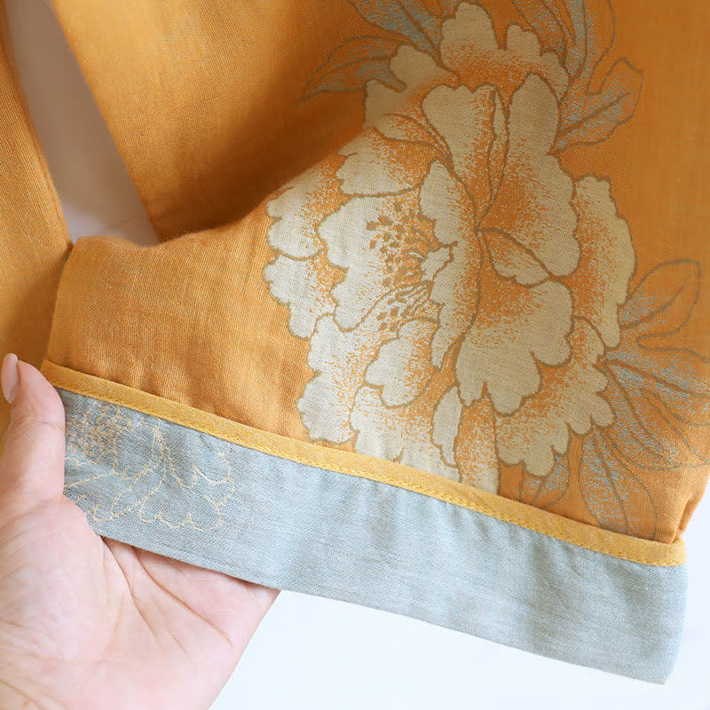 Pyjama en gaze de coton à motif pivoine et papillon (jacquard) - image 8